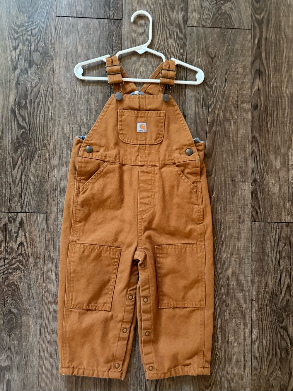Carhartt Kids' Rust Brown Canvas Overalls with Front Pocket